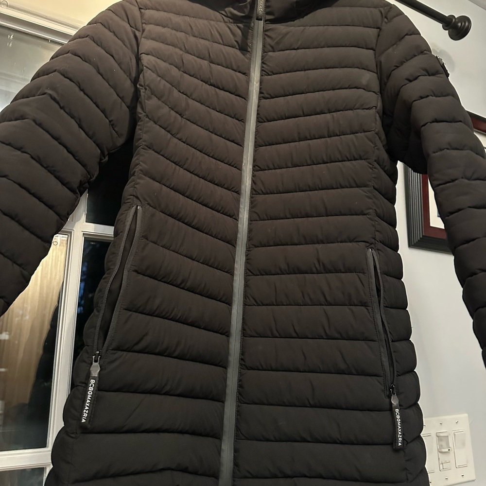 BCBG MAXAZRIA Quilted Black Winter Jacket Size M